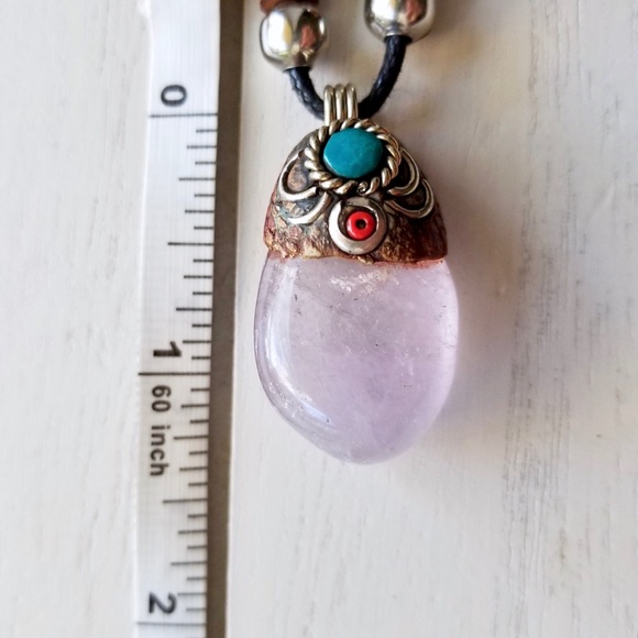 ☽Rose Quartz Pendant Boho Necklace☾ - Picture 3 of 6